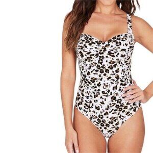 NIP TUCK Joanne Le opard‎ Twist Front One Piece Swimsuit Tummy Control Size 8